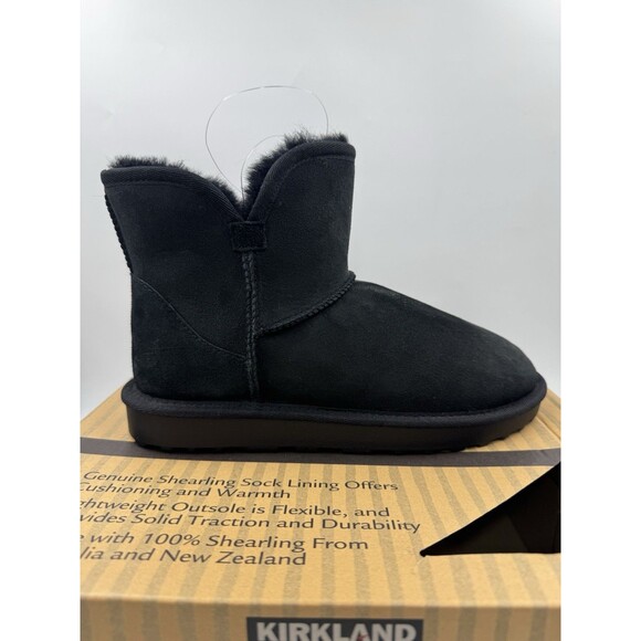 Kirkland Women's Shearling Scalloped Edge Suede Boot Booties Black NEW Size 7 - Picture 7 of 16
